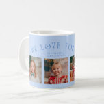 We Love You Grandpa 4-Photo Icy Blue Coffee Mug<br><div class="desc">Perfect gift for a grandfather on mother's day or birthday featuring a text on a curved line that says "we love you grandpa" with 4 photos on the bottom half. The color is icy blue.</div>