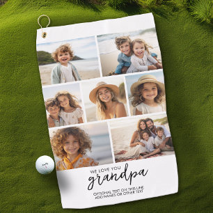 We Love You Grandpa - 7 Photo Collage - Modern Golf Towel