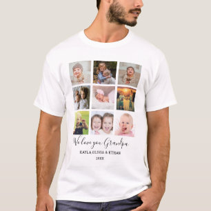We Love You Grandpa 9 Photo Collage T-Shirt