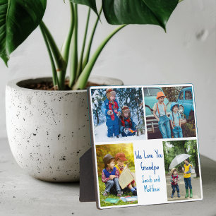 We Love You Grandpa Custom Cute Kids Collage Photo Plaque