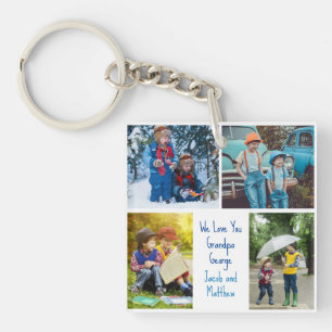 We Love You Grandpa Grandkids Photo Collage Key Ring