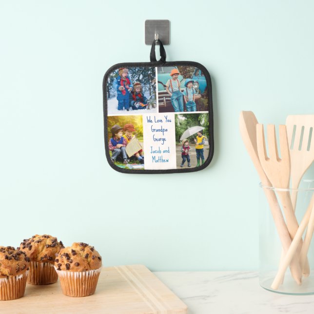 We Love You Grandpa Grandkids Photo Collage Pot Holder (Insitu(Hanging))