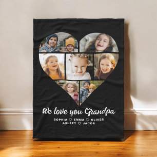 We Love You Grandpa Heart Instagram Photo Fleece Blanket