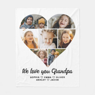 We Love You Grandpa Heart Instagram Photo Fleece Blanket