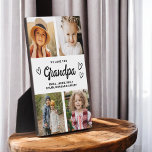 We Love You Grandpa Modern Photo Collage Plaque<br><div class="desc">The Grandpa We Love You Heart Modern Photo Collage Plaque is a touching and personalised gift that showcases your love for your grandfather. This beautifully designed plaque features a heart-shaped photo collage, allowing you to add your favourite family pictures in a modern and stylish layout. The heartfelt "We Love You,...</div>