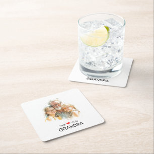 We Love You Grandpa Paper Coaster Custom Photo