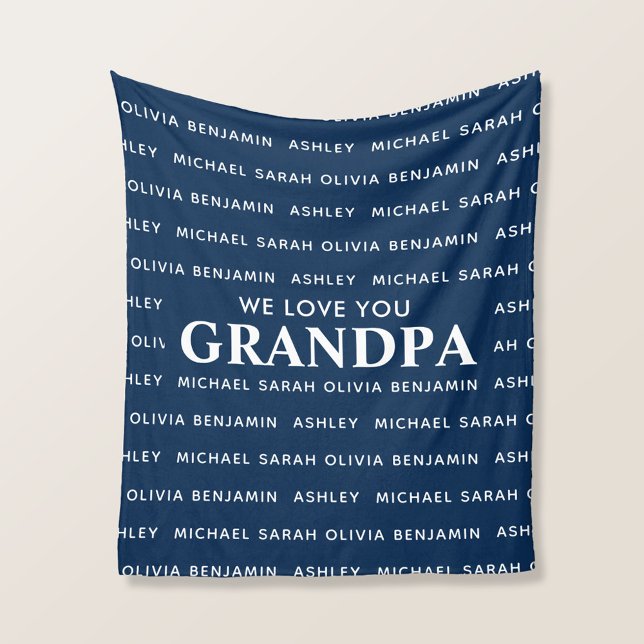We Love You Grandpa Personalised Kids Names Fleece Blanket (Creator Uploaded)