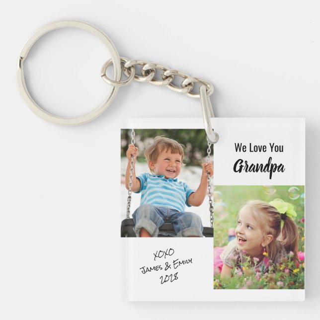 We Love You Grandpa Personalised Photos Keychain (Front)