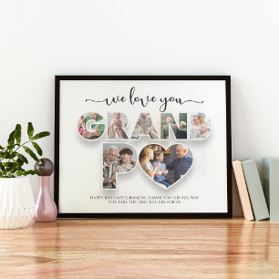 We Love You Grandpa Photo Collage Poster