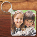 We Love You Grandpa Photo Custom Color Key Ring<br><div class="desc">Create a special photo keychain gift for a wonderful grandfather featuring 1 or 2 pictures (one on each side) and WE LOVE YOU GRANDPA in a modern, fancy calligraphy typography accented with hearts in your choice of colors to accent your picture. Wonderful gift from his grandchild or grandkids for Grandparent's...</div>