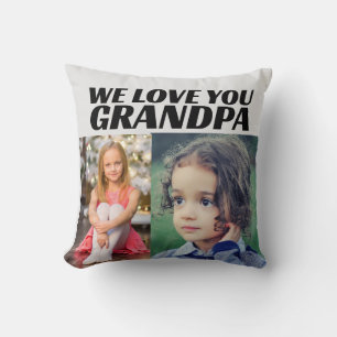 WE LOVE YOU GRANDPA PHOTO THROW PILLOW
