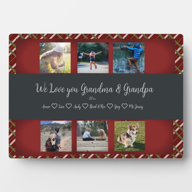  We Love You, Grandparents Custom 6 Photo Grid   Plaque (Front)
