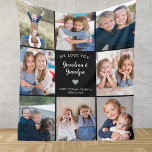 We Love You Grandparents Photo Collage Modern Fleece Blanket<br><div class="desc">This black personalised "We love you Grandma & Grandpa" 8-photo collage blanket features a simple heart, accompanied by elegant handwritten script typography and the name of beloved grandchildren. An ideal and heartwarming gift for your grandparents on special occasions like Grandparents day, Anniversary, Christmas, or birthdays. Customise it with photos of...</div>