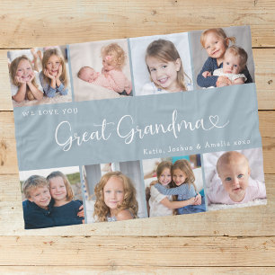 We Love You Great Grandma Photo Collage Heart Fleece Blanket