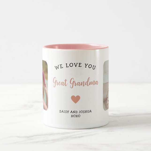 We Love You Great Grandma Photo Modern Keepsake Two-Tone Coffee Mug (Center)
