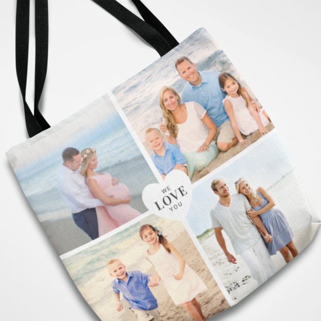 We Love You Heart Four Photo Collage Tote Bag (Creator Uploaded)