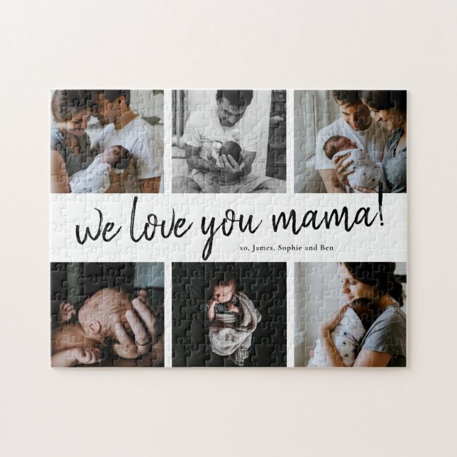 We Love You Mama Modern 6 Photo Collage Mother's Jigsaw Puzzle (Horizontal)