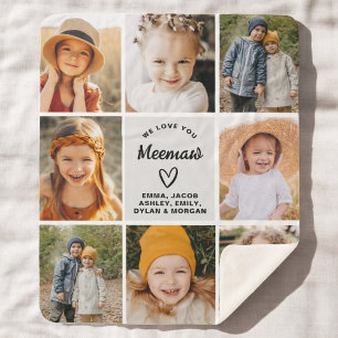 We Love You Meemaw Family Modern Photo Collage Sherpa Blanket