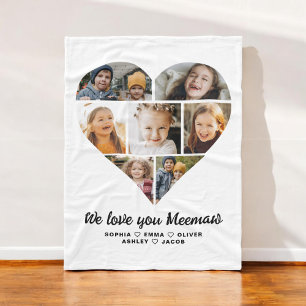 We Love You Meemaw Heart Modern Photo Collage Fleece Blanket