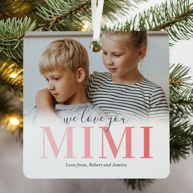 We Love You Mimi 2 Photo Christmas Metal Tree Decoration (Creator Uploaded)