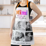 We Love You Mimi Colourful Rainbow 6 Photo Collage Apron<br><div class="desc">“We love you Mimi and your cooking.” She’s loving every minute with her grandkids. Add extra sparkle to her culinary adventures whenever she wears this elegant, sophisticated, simple, and modern apron. A playful, whimsical, stylish visual of colourful rainbow coloured bold typography and black handwritten typography overlay a soft, light pink...</div>