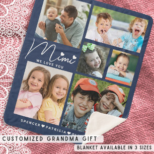 We Love You Mimi Grandkids Names 6 Photo Collage  Sherpa Blanket