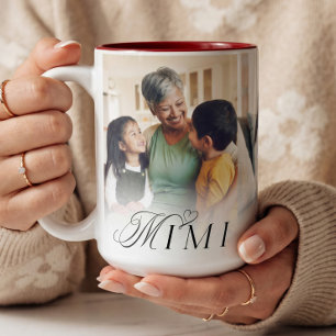 We Love You Mimi Heart Photo Collage Keepsake Gift Two-Tone Coffee Mug