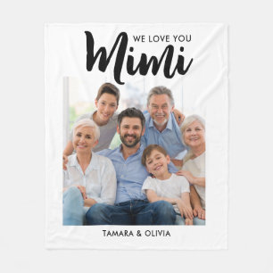 We Love You Mimi One Photo Personalised White Fleece Blanket