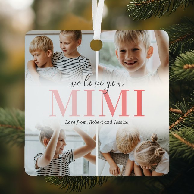 We Love You Mimi Photo Collage Christmas Metal Tree Decoration (Creator Uploaded)