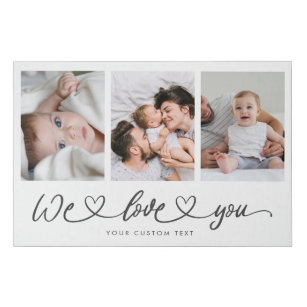 We Love You Modern Heart Script Mother's Day Faux Canvas Print