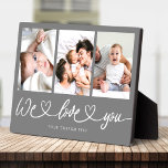 We Love You Modern Heart Script Photo Collage Plaque<br><div class="desc">We Love You! Great custom photo gift for grandparents, Valentine's Day, Mother's or Father's Day, or the Holidays: This modern photo plaque is easy to customise with your 3 favourite photos. The text below can be personalised to read the name of the child or family members as well another possible...</div>