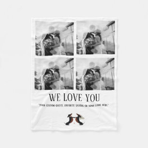 We Love you Modern Photo Collage Fleece  Blanket