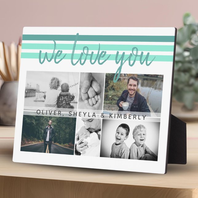 We love you Modern Script Family 6 Photo Collage Plaque (Creator Uploaded)
