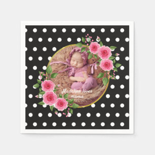We Love You Mom Custom Mother's Day Photo Collage Napkin