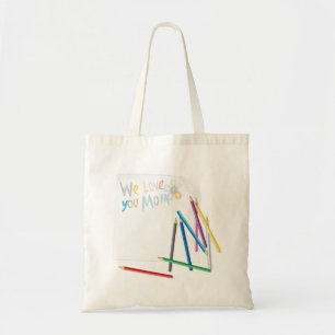 We Love You Mom Hand-Drawn Crayon Art Tote Bag