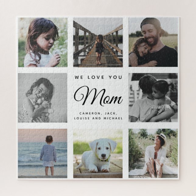 WE LOVE YOU MOM Modern Family Photo Collage Jigsaw Puzzle (Vertical)