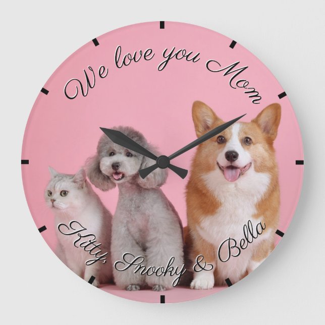 We Love You Mom Pet Acrylic Wall Clock (Front)
