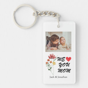 We Love You Mom Wildflower Heart Photo Key Ring