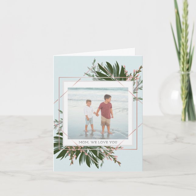 We Love You Mother's Day Floral Personalised Photo Holiday Card (Front)