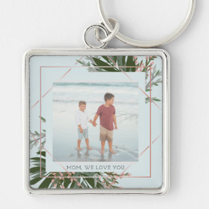 We Love You Mother's Day Floral Personalised Photo Key Ring