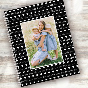 We Love You Mum Black Hearts Photo Notebook