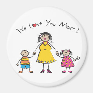 We Love You Mum Cartoon Family Happy Mother's Day Magnet