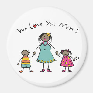 We Love You Mum Cartoon Family Happy Mother's Day Magnet