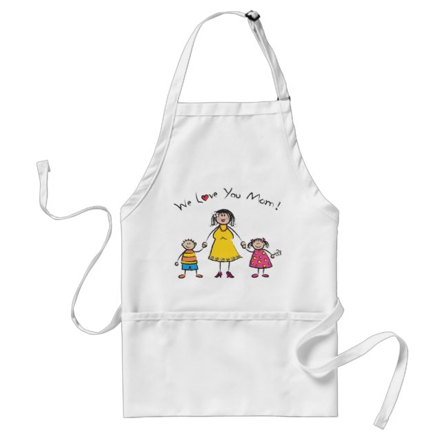 We Love You Mum Cartoon Family Happy Mother's Day Standard Apron (Front)