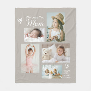 We Love You Mum Children Photo Collage Keepsake Fleece Blanket