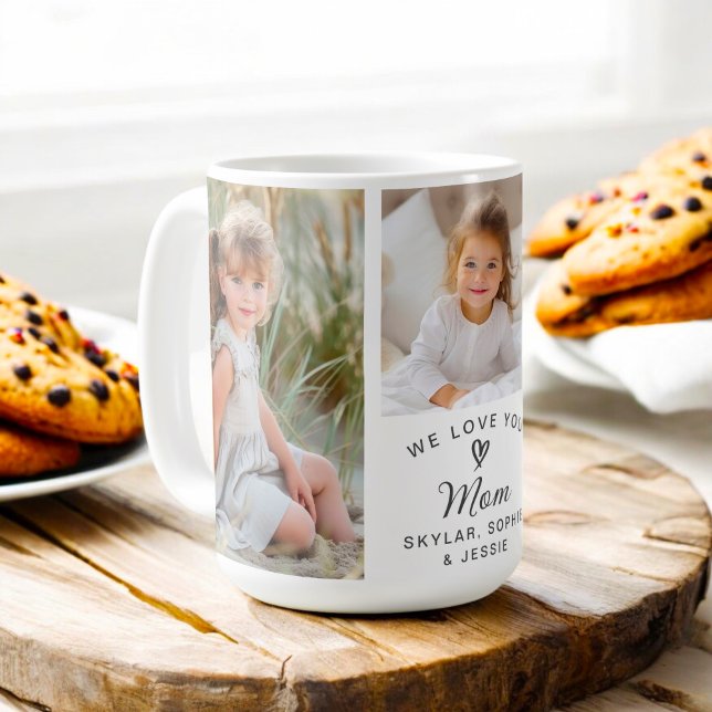 We Love You Mum Childrens Photo Collage Coffee Mug (Personalize this mug with your selected photos and text for a thoughtful gift for Mom.)