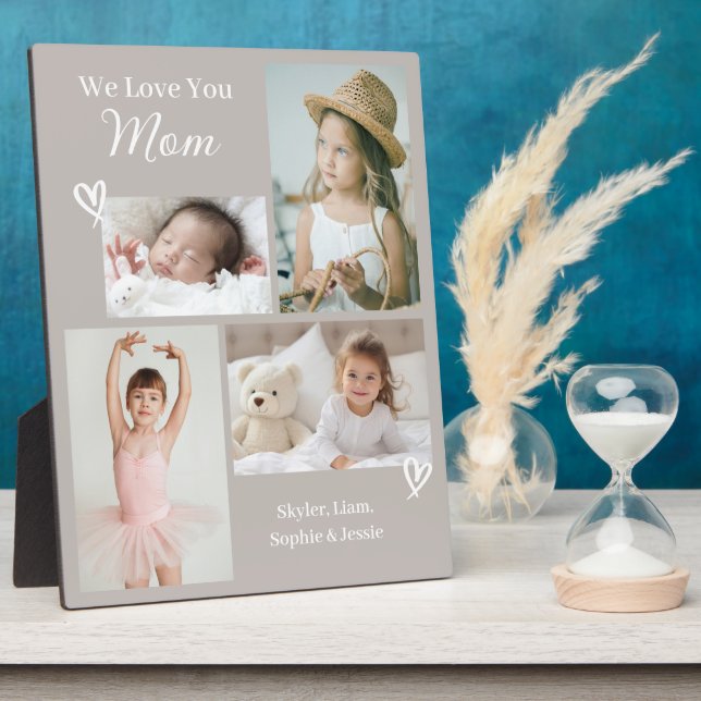 We Love You Mum Children's Photo Collage Plaque (Side)