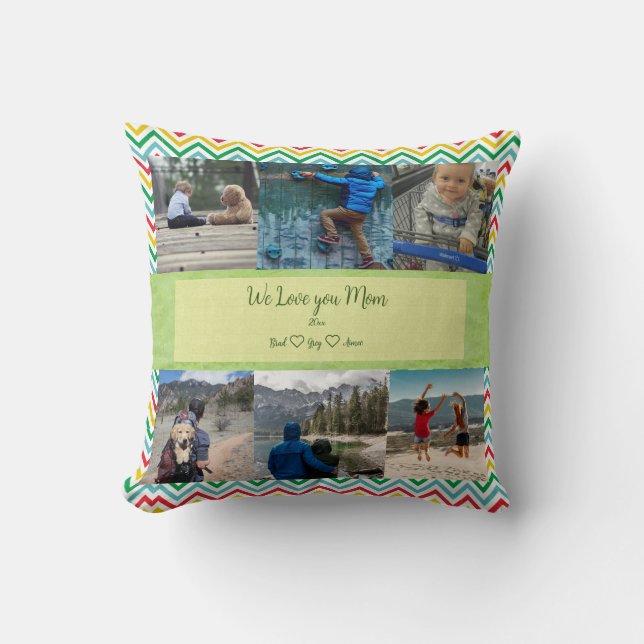  We Love You, Mum Custom 6 Photo Grid   Throw Pill Cushion (Front)