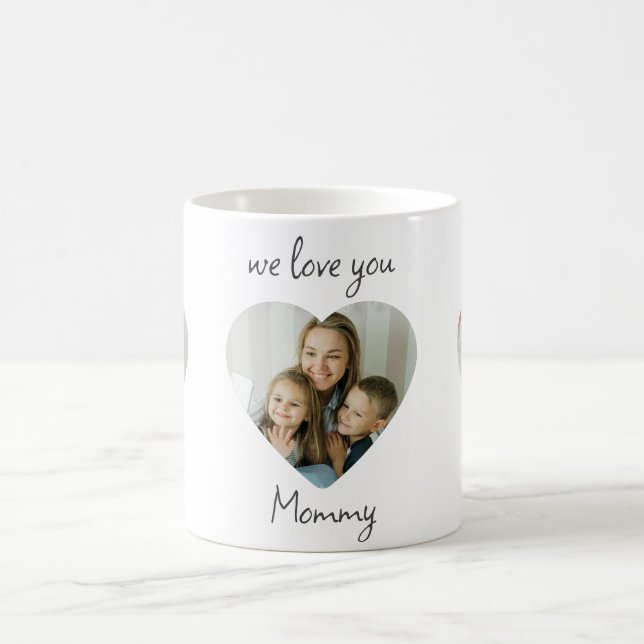 We Love You Mum – Custom Photos Heart Mug (Center)