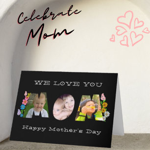 We Love You Mum! Daisy Butterfly Photo & Name Card